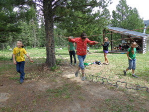 rope bridge at the trail shelter